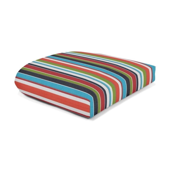 Casual Cushion Wicker Outdoor Chair Cushion, Striped Sunbrella Fade-Resistant for Wicker Dining Chairs & Sunroom Seats, 19.5"W x 19.5"D, 2.5" thick, Reversible, Carousel Confetti
