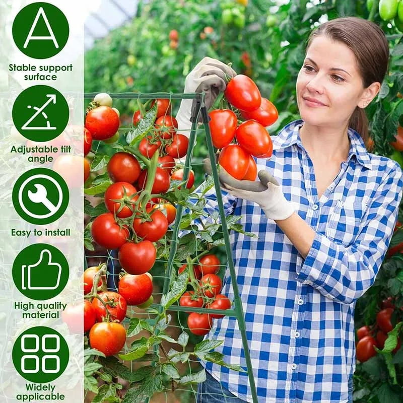 Cucumber Trellis for Raised Beds, 1 Pack 31.5"x31.5" A-Frame Garden Trellis, Climbing Plant Support with Netting for Cucumber Tomato Bean Pea