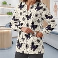thumbnail image 5 of Binienty Halloween Bat Women's Long Sleeve Medical Scrub Jacket with Pockets Stretchy Breathable Fabric, Relaxed Fit for All Body Types, Suitable for Hospital Nurses, Halloween Nurse Costume, 5 of 7