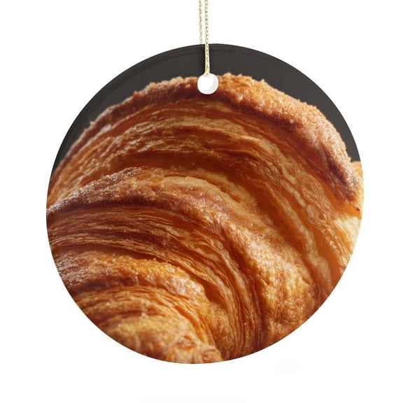 Croissant Pattern Gift Christmas Ceramic Ornament Foodie Lover Christmas Tree Ornaments Christmas Tree Hanging Accessories Funny Gifts for Women/Men