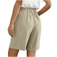 thumbnail image 5 of RYRJJ Women's Wide Leg Bermuda Shorts High Waist Adjustable Belted Loose Summer Lounge Long Shorts with Pockets(Beige,XXL), 5 of 8