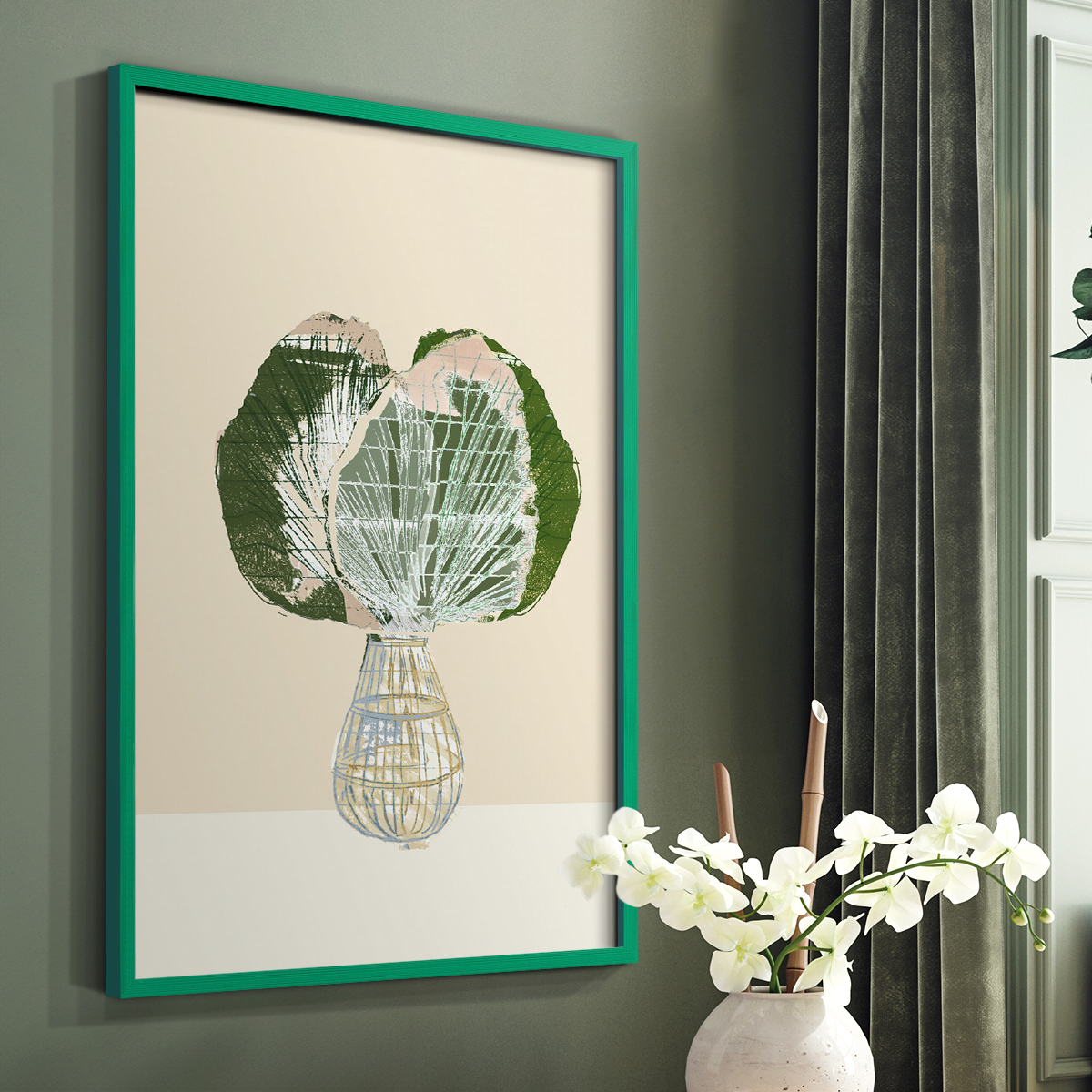 Woven Tropical Leaf I Framed Print - Solid Wood in Single Picture Frame Solid Wood 2 Framed Print