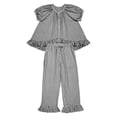 thumbnail image 4 of IWRICH Pajama Set for Women 2 Piece Plaid Short Sleeve Pjs Cute Ruffle Sleepwear Pajamas Loungewear Black XXL, 4 of 4