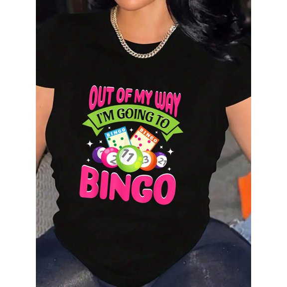 I'm Going To Bingo Funny Bingo Player Women Grandma Mom T-Shirt Graphic Tee summer Tops For Women Round Neck Fashion Cotton shirts