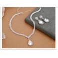 thumbnail image 2 of Colgante largo de diamantes de imitación con forma de gota de agua, collar y pendientes chapados en plata de cristal, joyería elegante para boda nupcial, 2 of 4