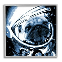 Stupell Industries Pug Space Astronaut Helmet Graphic Art Gray Framed Art Print Wall Art, Design by Daphne Polselli