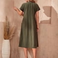 thumbnail image 5 of Women Fashion Long Dress Solid Round Neck Pocket Pleated Short Sleeve Dress Woman's Casual Dresses Causal Maxi Dresses for Women Woman Tan Dress Easter Dresses for Women plus Size Maxi Dresses for, 5 of 6