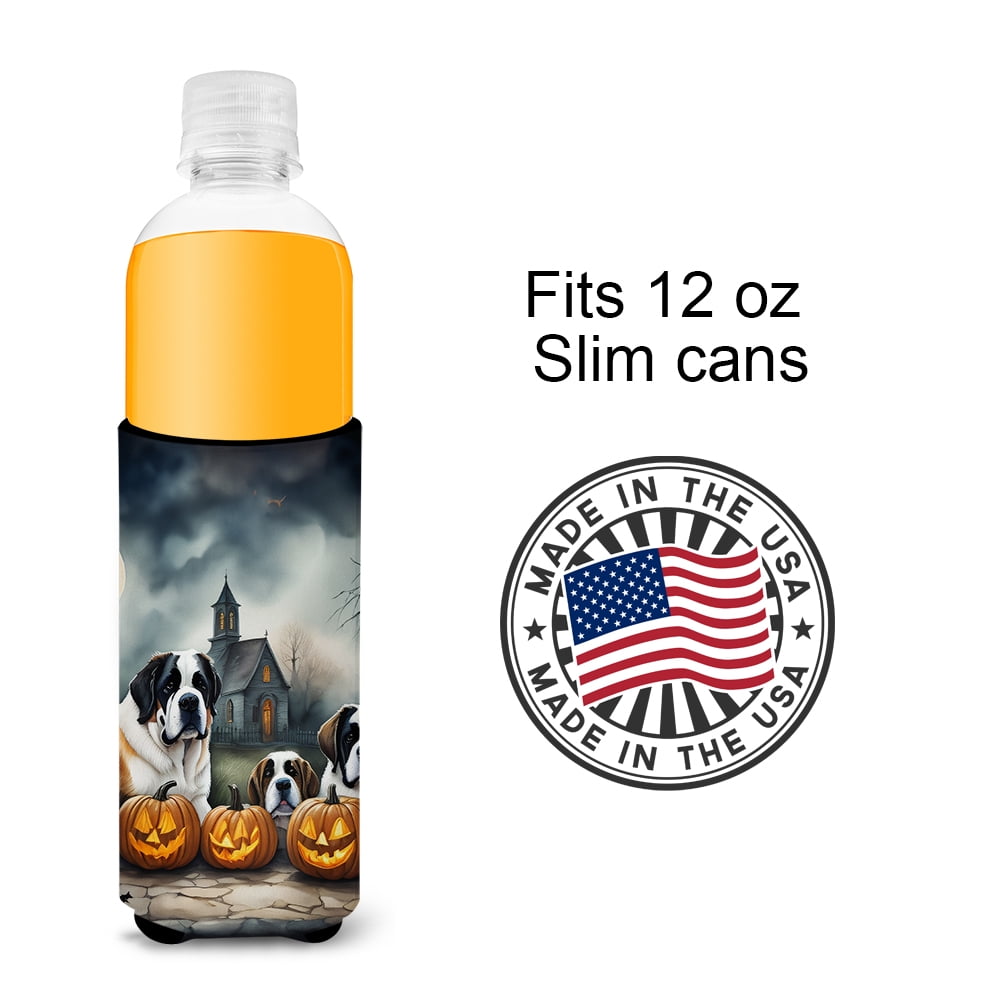 Carolines Treasures  0.25 x 6.5 x 4 in. Saint Bernard Spooky Halloween Hugger for Ultra Slim Cans