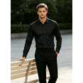 thumbnail image 3 of Men Stretch Non‑Iron Long Sleeve Dress Shirts, Classic Fit Pocket Design Work Shirts For Office, Wedding, Daily Wear, 3 of 6