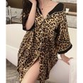thumbnail image 2 of Camisones de seda satinada para mujer, camisa con estampado de leopardo, ropa de dormir con botones, vestido de lencería Sexy, bata para el hogar, 2 of 5