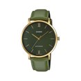 thumbnail image 1 of Casio MTP-VT01GL-3B Men's Minimalistic Gold Tone Green Leather Analog Watch, 1 of 2