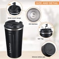 thumbnail image 3 of Tasse à Café, 510ml Tasse de Voyage Isolée avec Couvercle Étanche, Bouteille Contenant Isotherme en Acier Inoxydable, Tasse à Café Réutilisable Hermétique, 3 of 5