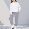 thumbnail image 2 of vdgthytj Unisex Kids 2 Piece Sweatsuits Hooded Sweatshirts and Jogger Pants Solid Fall Winter Athleisure Outfits(12-13Years,White), 2 of 9