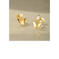 thumbnail image 3 of 925 Sterling Silver Plated Gold Simple Cute Butterfly Imitation Opal Stud Earrings, 3 of 4
