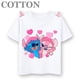thumbnail image 3 of Camiseta de algodón con cuello redondo y manga corta para niños y bebés, diseño de dibujos animados de Disney Stitch, anime, moda de verano, 3 of 5