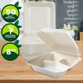 thumbnail image 2 of PAMI 8x8in Compostable To Go Containers with Lids, 50 count Disposable Biodegradable Bagasse Compartment Plates, 2 of 5