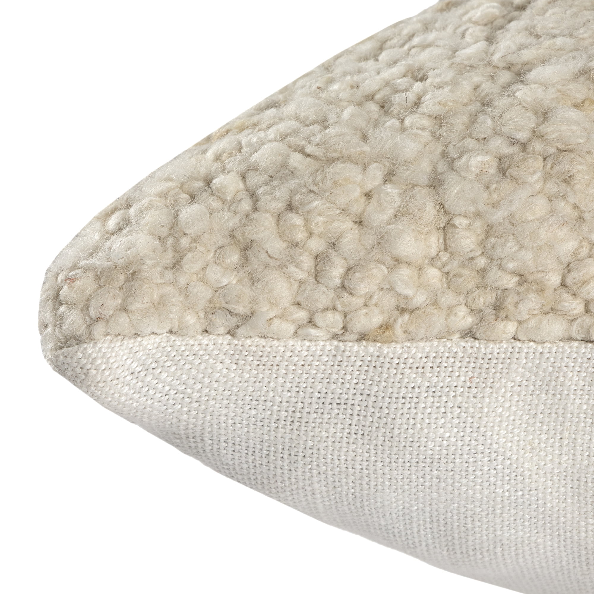Harlow Hill Chester 24" x 24" Ivory/Beige Boucle Wool Adult Decorative Throw Pillow Cover