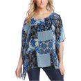 thumbnail image 1 of Karen Kane Womens Layered Patchwork Print Pullover Blouse, Blue, Large, 1 of 1
