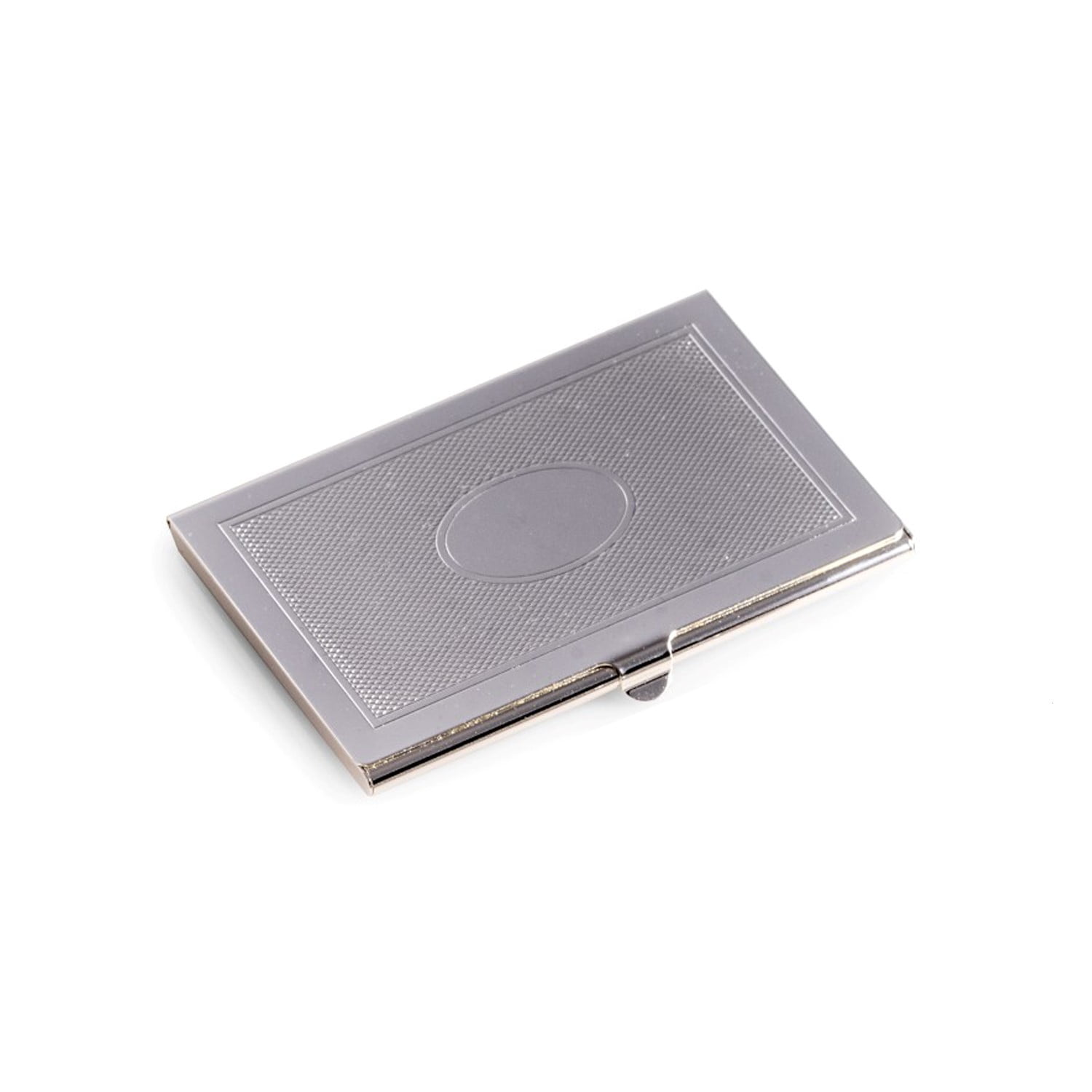 Silver Plated Business Card Case with Oval Design.