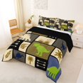 thumbnail image 2 of Homewish Dino Patchwork Grid Queen Comforter Set,Retro Animal Comforter Sets Queen,Beige,Black Reversible,3pcs,1 Comforter and 2 Pillowcases, 2 of 7