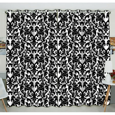 Zkgk Damask Pattern Window Curtain Drapery Panels Treatment For