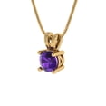 thumbnail image 2 of Clara Pucci 18K Yellow Solid Hypoallergenic Gold 0.5Ct Natural Amethyst Round Brilliant Cut Solitaire Designer Necklace Pendant For February, 2 of 6