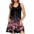 thumbnail image 4 of Pink Women Midi Knee High Floral Print Loose Fit Dresses for Women Sleeveless Crew Neck Spandex Brunch Fall Summer 2025 Soft Comfy Clothes Y2K XL, 4 of 4