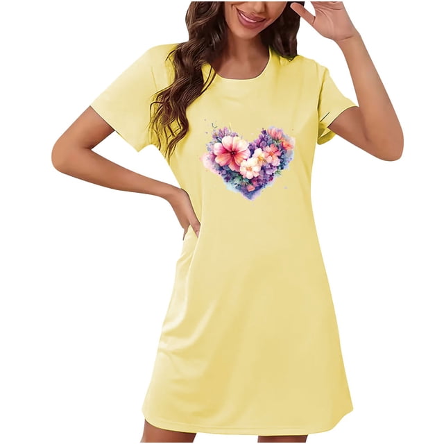 Camisón corto de talla grande para mujer, camisón de manga corta con estampado de pecho a la moda, camisón para mujer