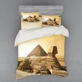 thumbnail image 2 of Vintage Duvet Cover Set, Egyptian Pyramids Famous Landmark Wonders of the World Heritage View Print, Bedding Set with Shams and Fitted Sheet, 3 Sizes, by Ambesonne, 2 of 3