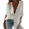 thumbnail image 5 of Ahabrexf Pants for Women, Summer Casual Stand Collar Neck Long Sleeve Color Loose Shirt Top, 5 of 6