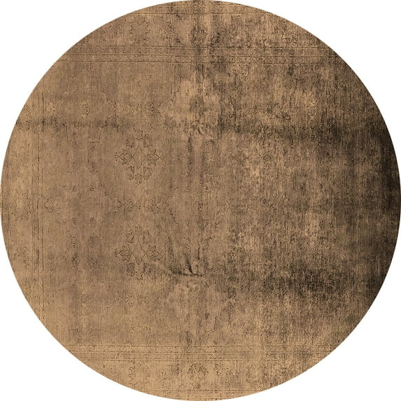 Ahgly Company Indoor Round Oriental Brown Industrial Area Rugs, 6' Round