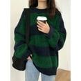 thumbnail image 3 of EMMIOL Women's Oversized Stripe Sweater 2026 Spring Y2K Trendy Crewneck Knit Top,Loose Fit Long Sleeve Pullover, 3 of 7