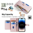 thumbnail image 6 of Dteck for Samsung Galaxy S23 Case Crossbody Wallet, Zipper Phone Case with 6 Credit Card Holder Wrist Strap Purse Leather Cover for Women Compatible with Samsung Galaxy S23 5G, Pink, 6 of 7