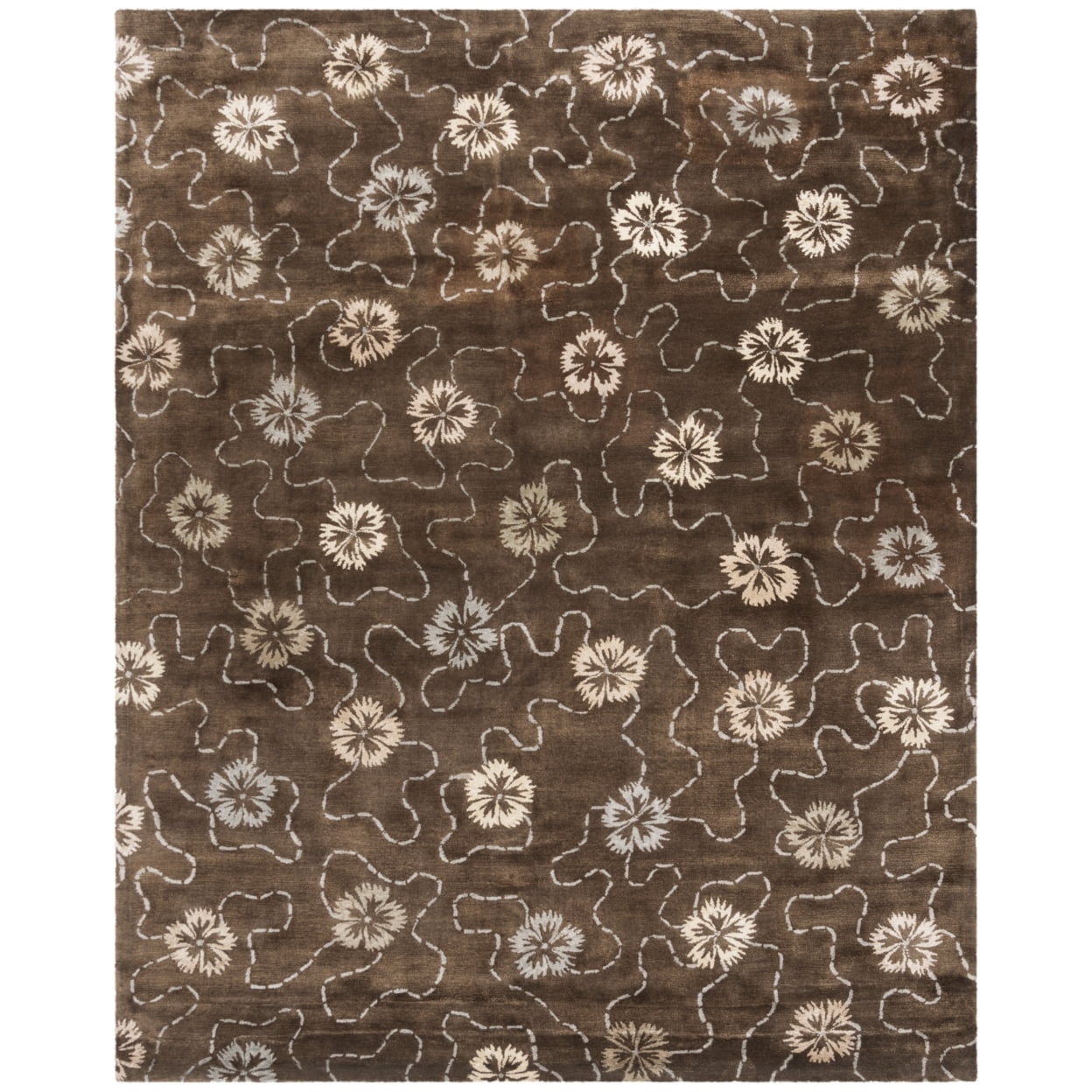 SAFAVIEH Martha Stewart Garland Blush Floral Area Rug, Mocha, 3'9" x 5'9"