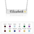 thumbnail image 3 of Personalized Name Plate Bar Necklace with Simulated Birthstone Engraved Initial Nameplate Pendant Custom, 3 of 3