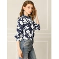 thumbnail image 2 of INSPIRE CHIC Blusa Vintage Con Lazo De Color En Contraste Floral Bohemio Para Mujer Blusas De Mujer Elegantes Azul marino M, 2 of 6