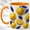 Orange, variant on Fresh Lemon Coffee Mug, Blue Leaf Mug, Ceramic 11 oz