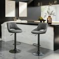 thumbnail image 3 of Art Leon Set Of 4 Swivel Bar Stools Faux Leather Height Adjustable Gray, 3 of 6