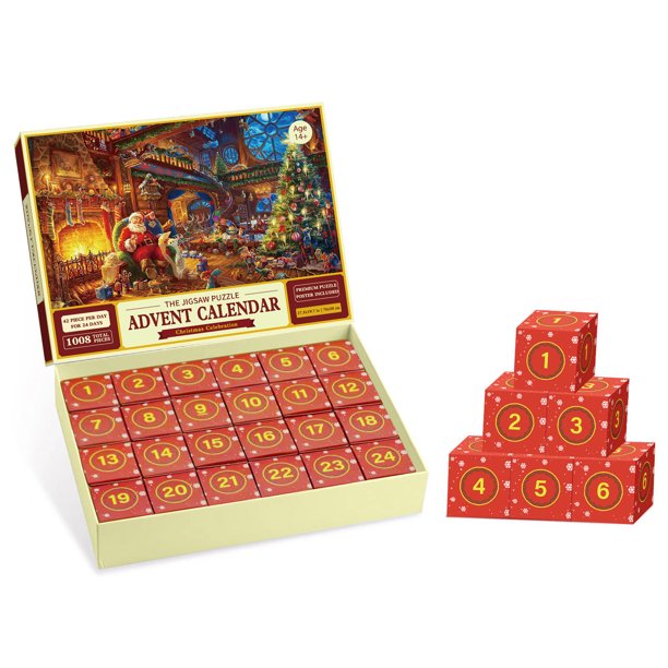 Puzzle Advent Calendar 2023, 1008 Puzzle Pieces 24 Day Christmas