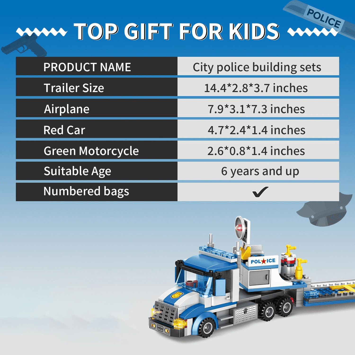 Honchoes 5-in-1 City Police Chase Building Sets Toy Compatible with Lego Car Truck Helicopter Gift for Boys 509 Pcs