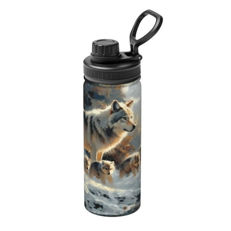 

Ocsxa Wolf Family Winter Wonderland Print 18oz Stainless Steel Water Bottle Unisex Water Bottle Insulated Sports Water Cup Flask for Cold Water Drinks/Sports/Travel/Car/School