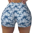 thumbnail image 2 of Lsque Blue Shells Pattern High Waisted Biker Shorts for Women-Tummy Control Fitness Athletic Workout Running Yoga Gym Shorts,Moisture-Wicking-Medium, 2 of 9