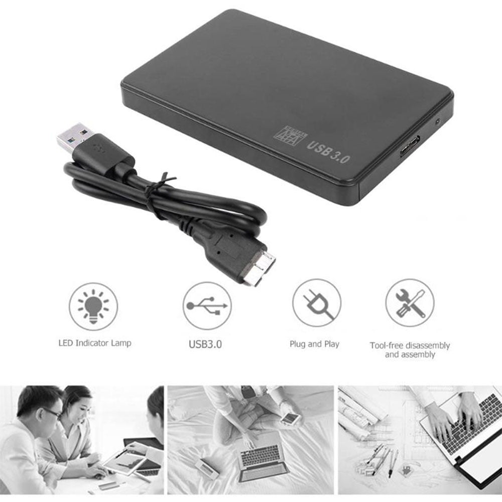 Removable HDD Enclosure Free Tool Quick Disassembly High Speed Transmission Suitable for 2.5 Inch SATA Serial Hard Disk,Black USB 3.0 External Hard Drive Enclosures