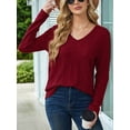 thumbnail image 6 of Womens Long Sleeve Tops V Neck Shirts Light-Weight Tunic Sweaters Fashion Red XL, 6 of 9
