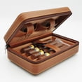 thumbnail image 2 of Estuche para puros de cuero de viaje de 4 quilates, tapa de madera de cedro y madera de cedro forrada (marrón) Excelente Rendimiento ER009738WZ, 2 of 4
