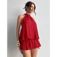 thumbnail image 5 of Women's Solid Color Casual Halter Mini Bubble Dress, Summer Dresses For Women, 5 of 10