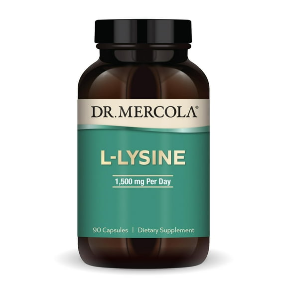 Dr. Mercola L-Lysine, 90 Capsules 1500 mg L-Lysine, Non-GMO, Gluten Free, Soy Free