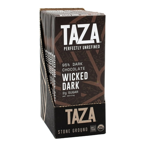 Taza Chocolate Organic Amaze Bar 95% Stone Ground, Wicked Dark, 2.5 Ounce (10 Count), Vegan