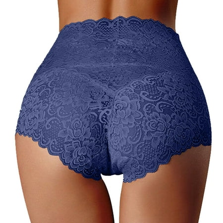 

ZMHEGW Tummy Control Underwear For Women High Waist Thin Hollow Lace Ladies Pure Cotton Crotch Large Size Belly Briefs Women s Panties