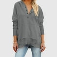 thumbnail image 2 of UTSJKR Oversized Hoodies for Women Thick Half Button V Neck Long Sleeve Sweatshirts Ribbed Pullover with Pockets Gray S, 2 of 6